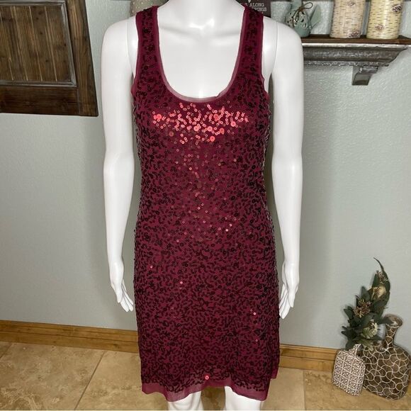 Max Studio Red Sequin Sleeveless Dress Size Small - Picture 6 of 17